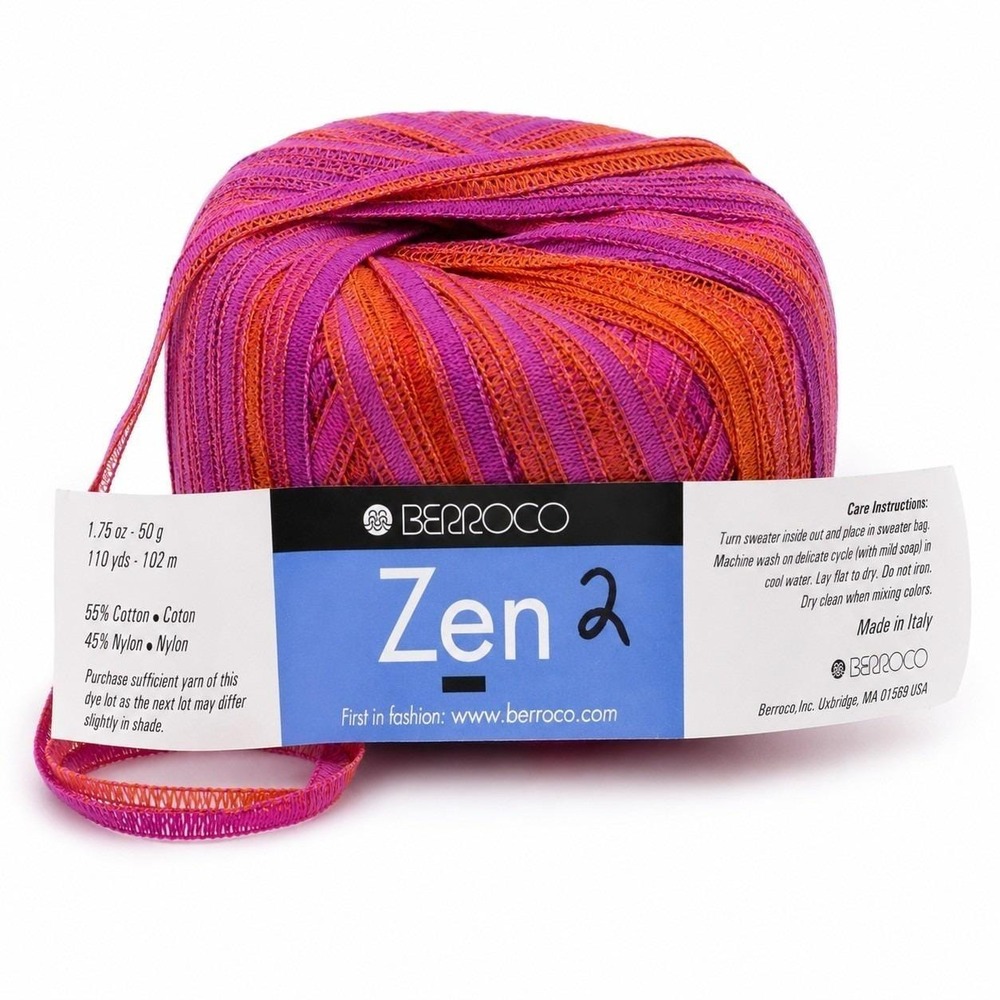 Berroco Zen 2 Ribbon Yarn Color 8024 Lot 4802 Cotton Nylon 110 Yds Made in Italy
